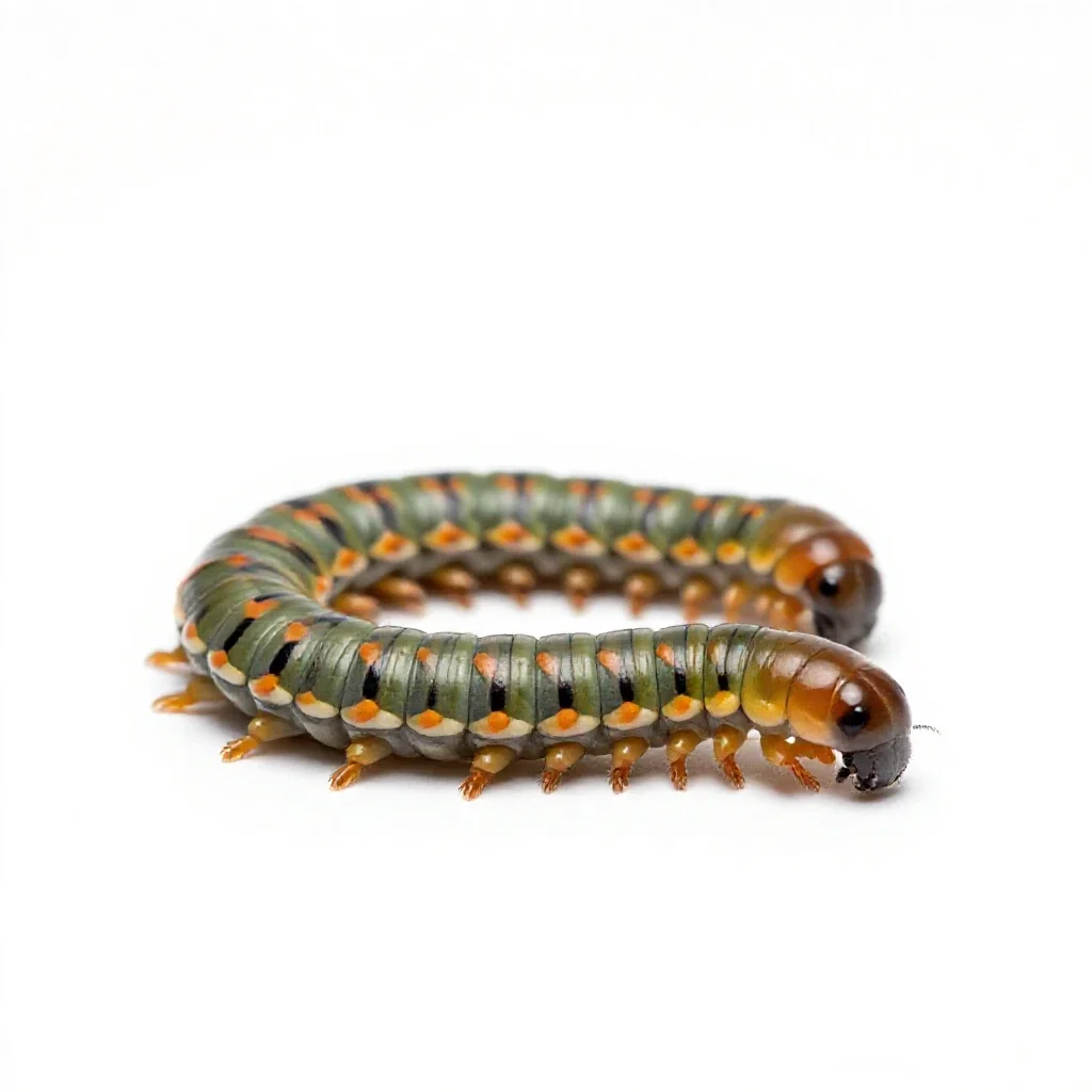 Millipede coiled isolated on a white background
