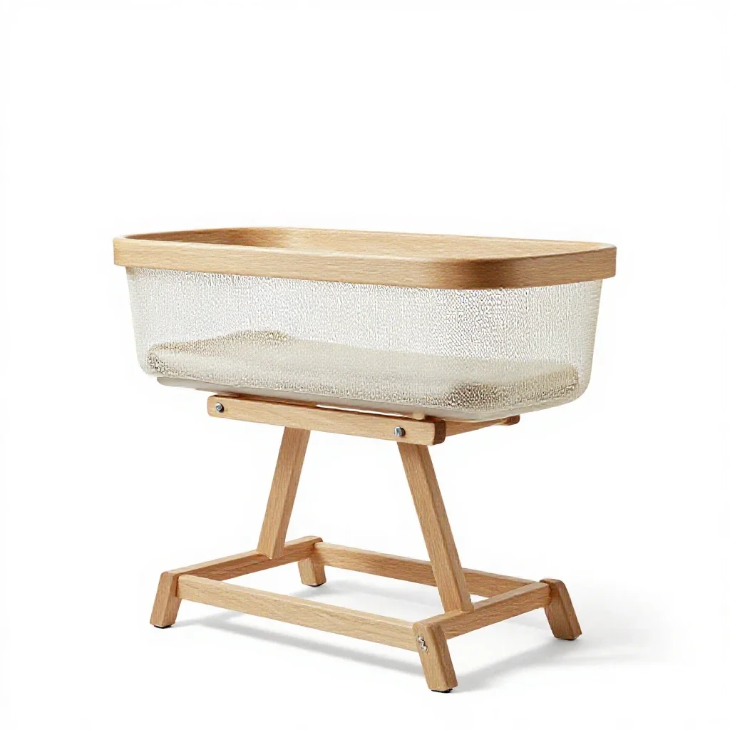 Bassinet on a stand isolated on a white background