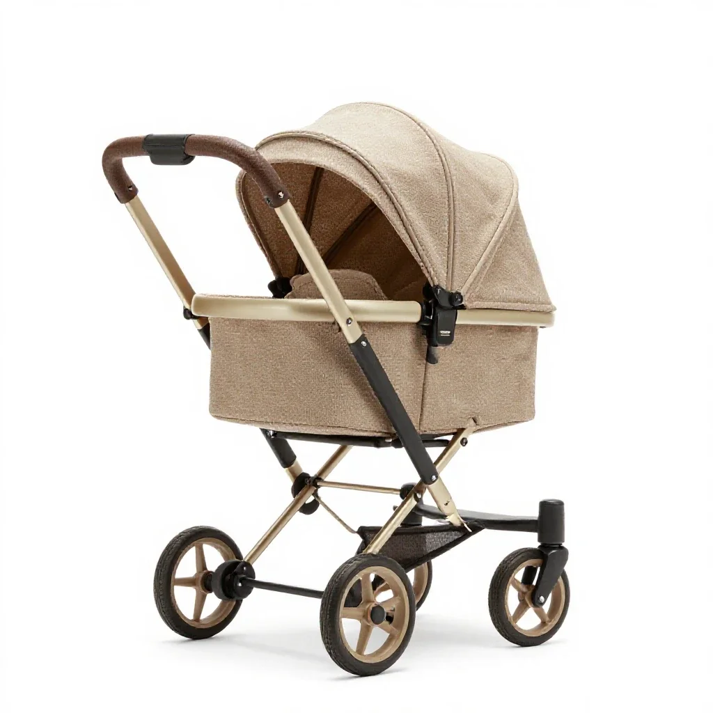 Dolls pram isolated on a white background