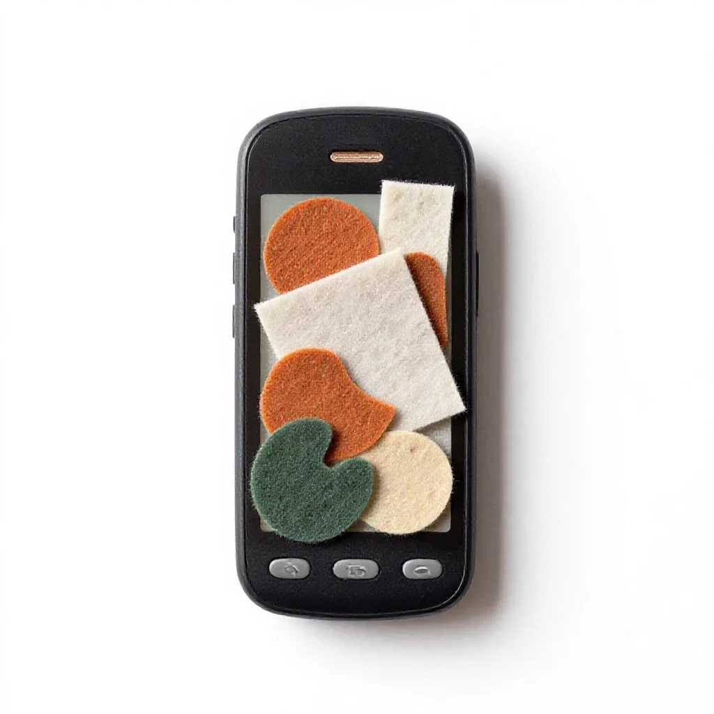 Mobile with felt shapes isolated on a white background