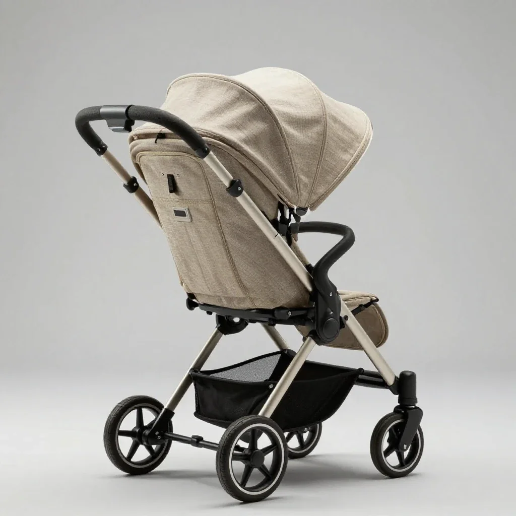 Pram with a canopy isolated on a white background