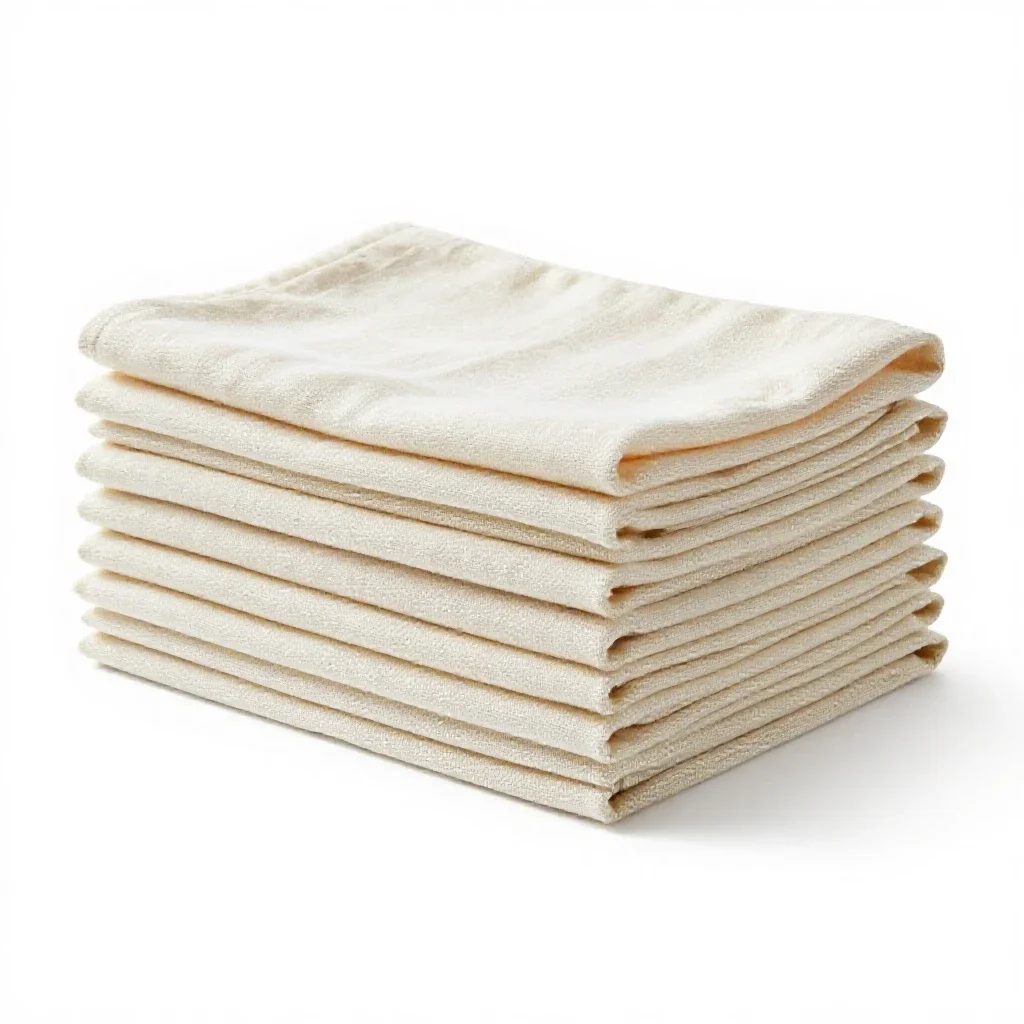 Stack of muslin cloths isolated on a white background