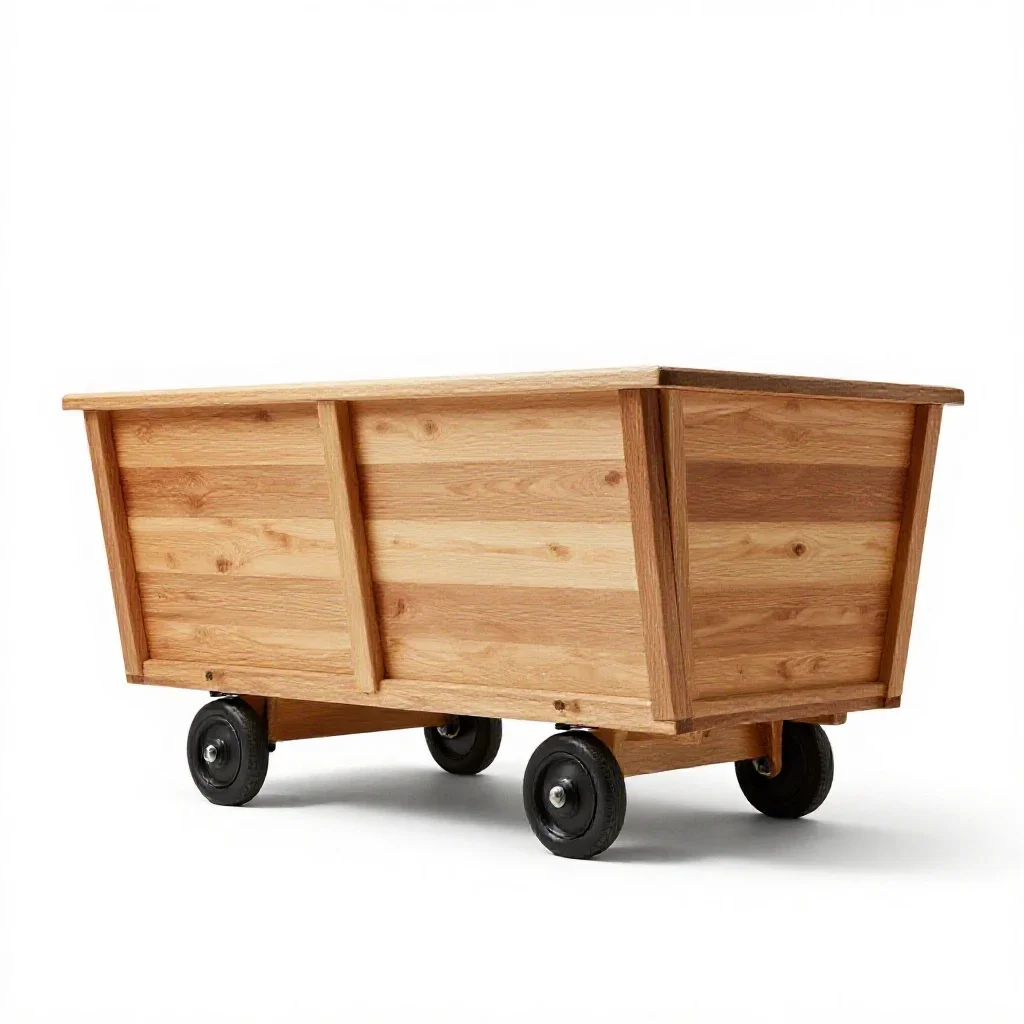 Wagon with wooden sides isolated on a white background