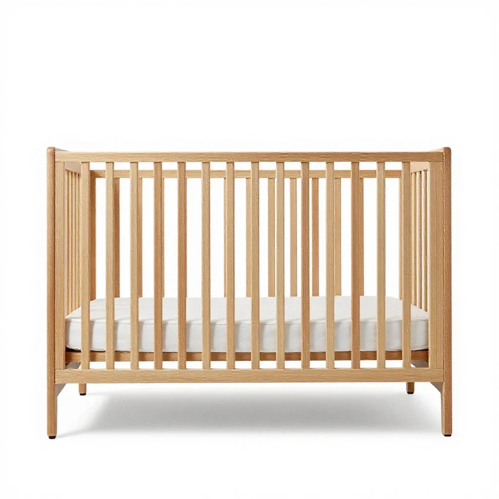 Wooden crib isolated on a white background