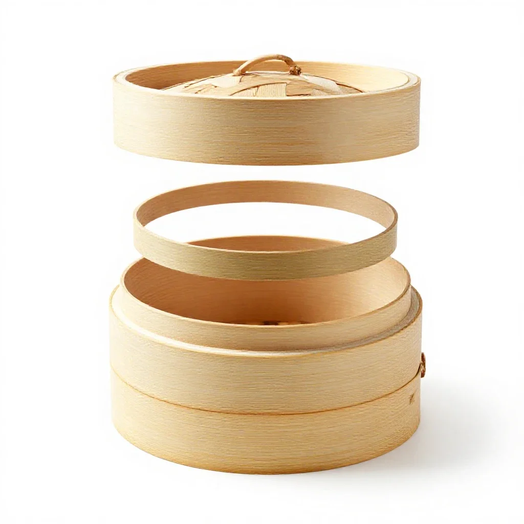 Bamboo steamer basket isolated on a white background