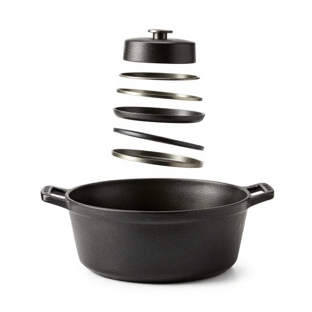 Cast iron dutch oven isolated on a white background