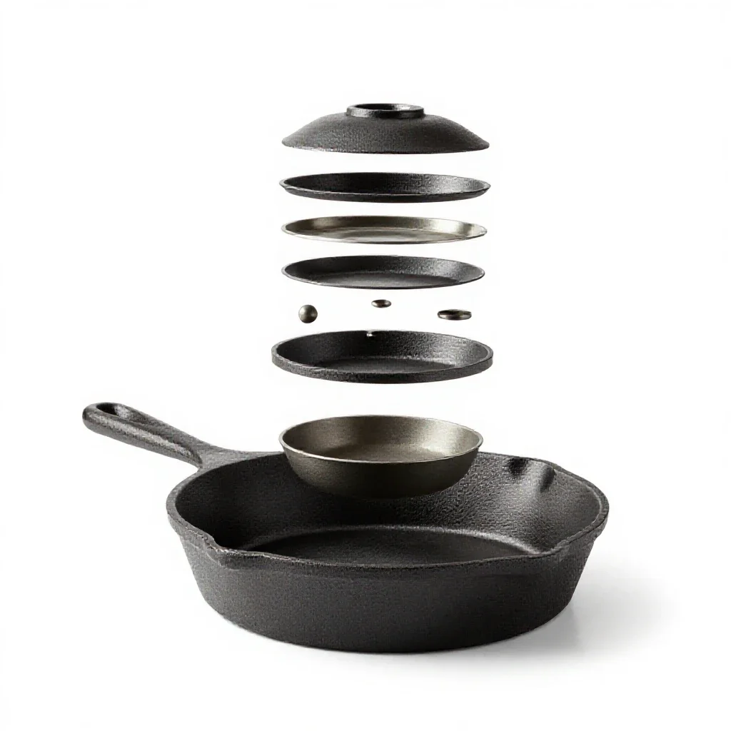 Cast iron skillet isolated on a white background