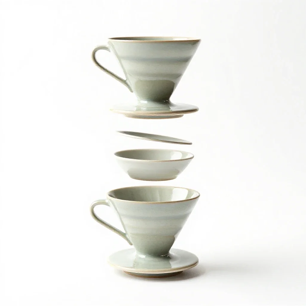 Ceramic pour-over dripper isolated on a white background