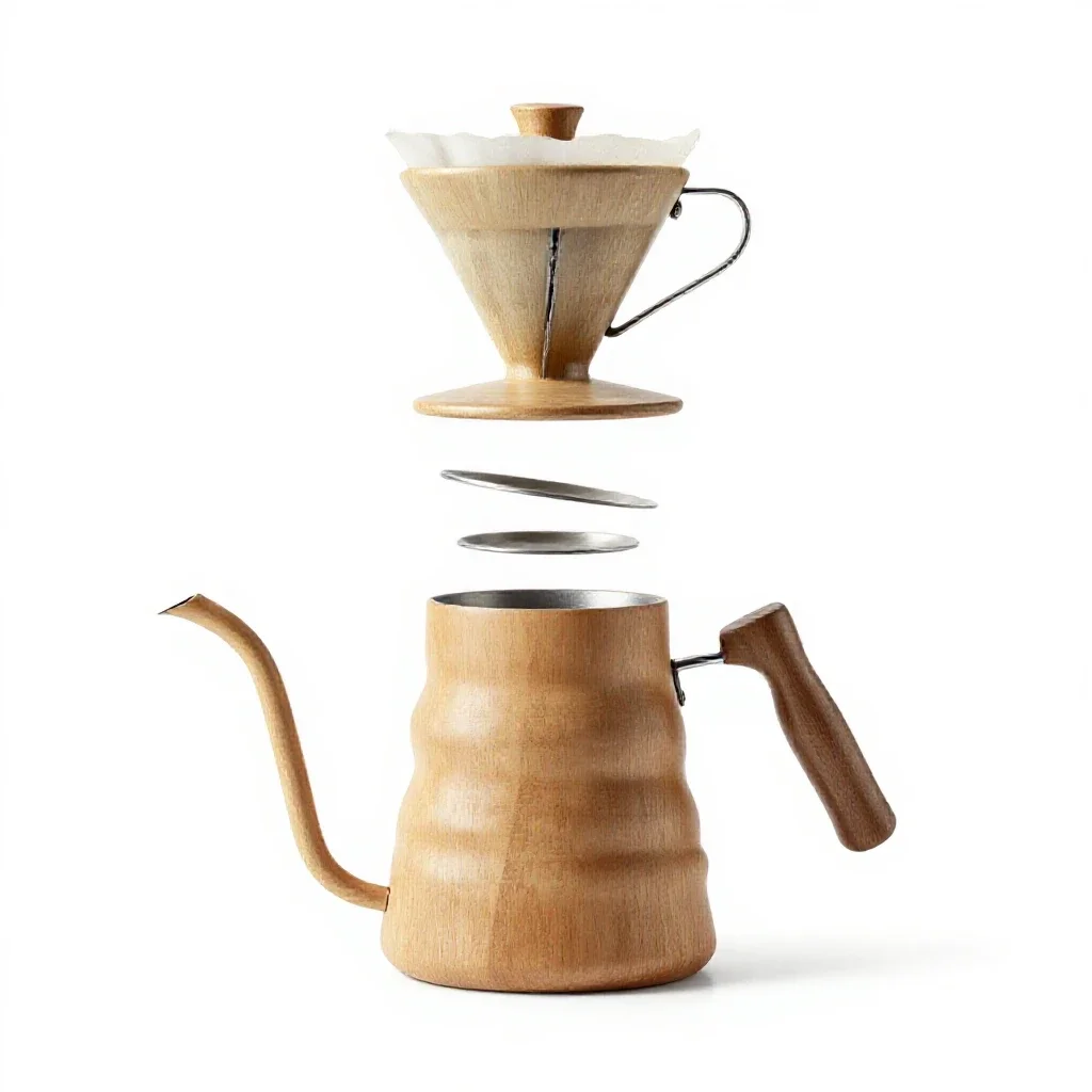 Gooseneck pour-over kettle isolated on a white background