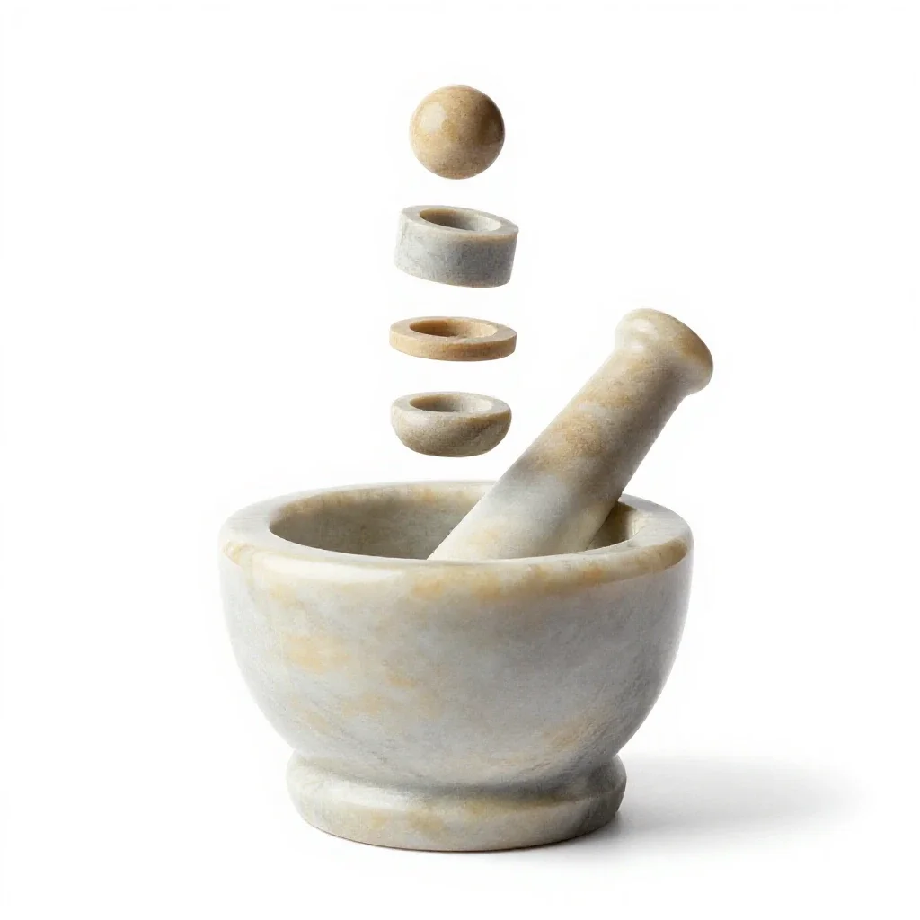 Marble mortar and pestle isolated on a white background