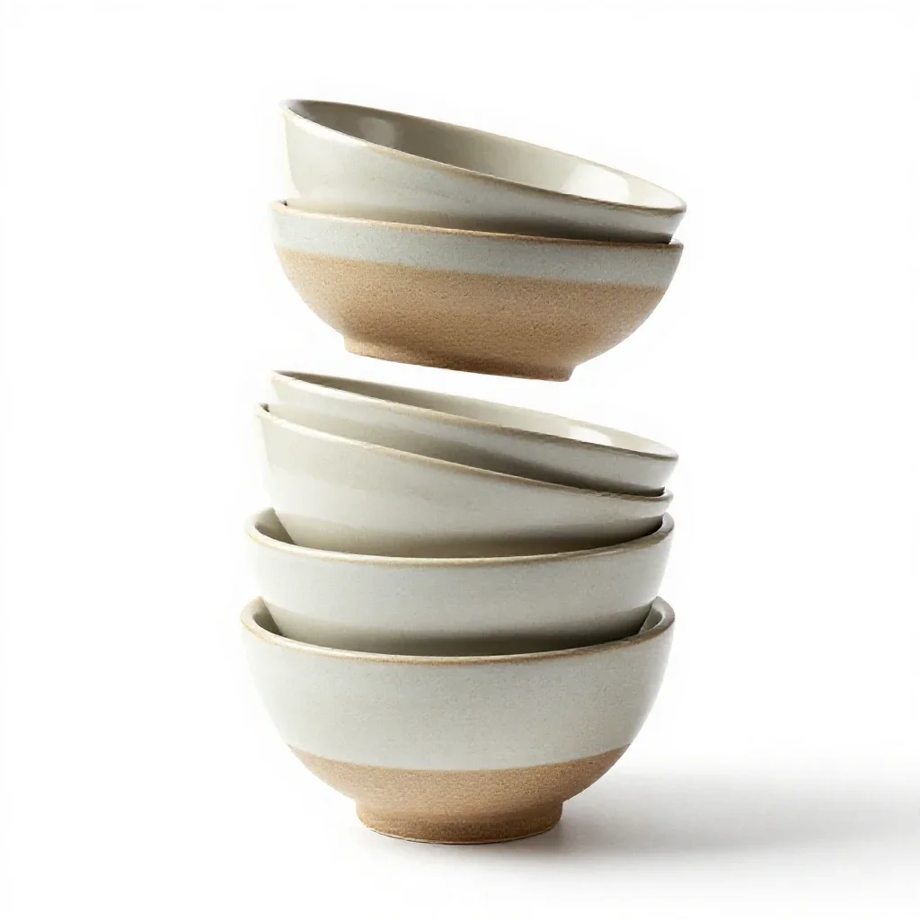 Stack of nesting mixing bowls isolated on a white background
