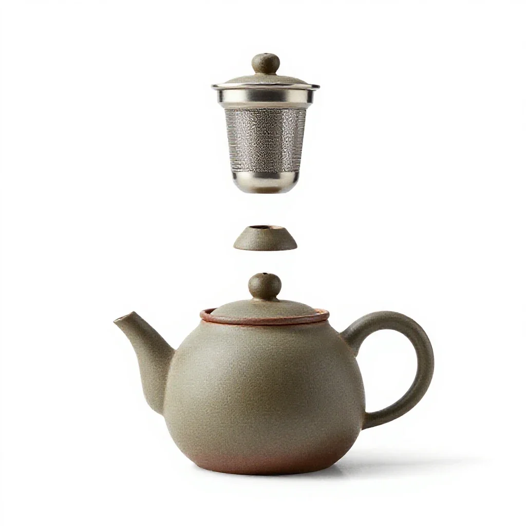 Teapot with an infuser isolated on a white background