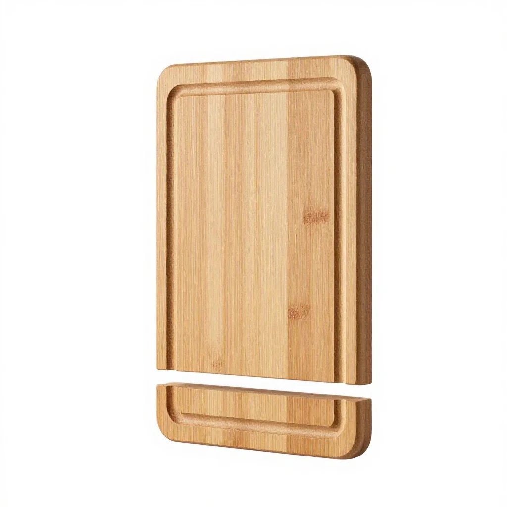 Wooden cutting board with a juice groove isolated on a white background