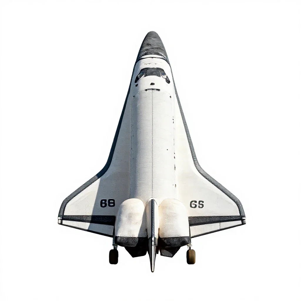 Space shuttle orbiter isolated on a white background