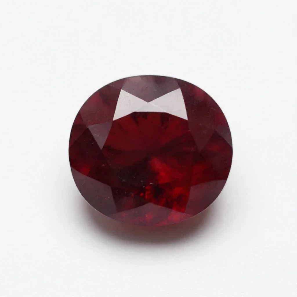 Garnet in matrix isolated on a white background