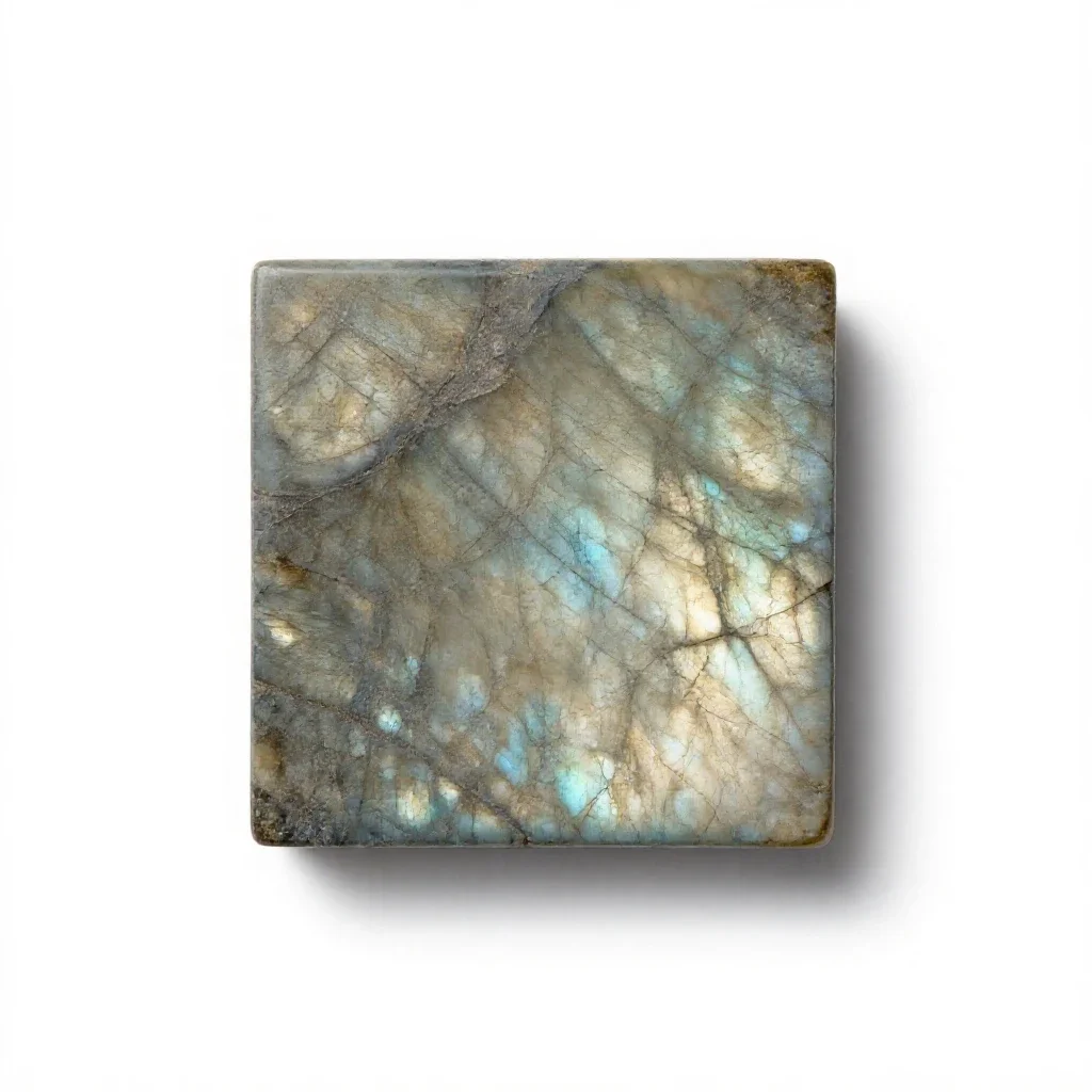Labradorite slab isolated on a white background