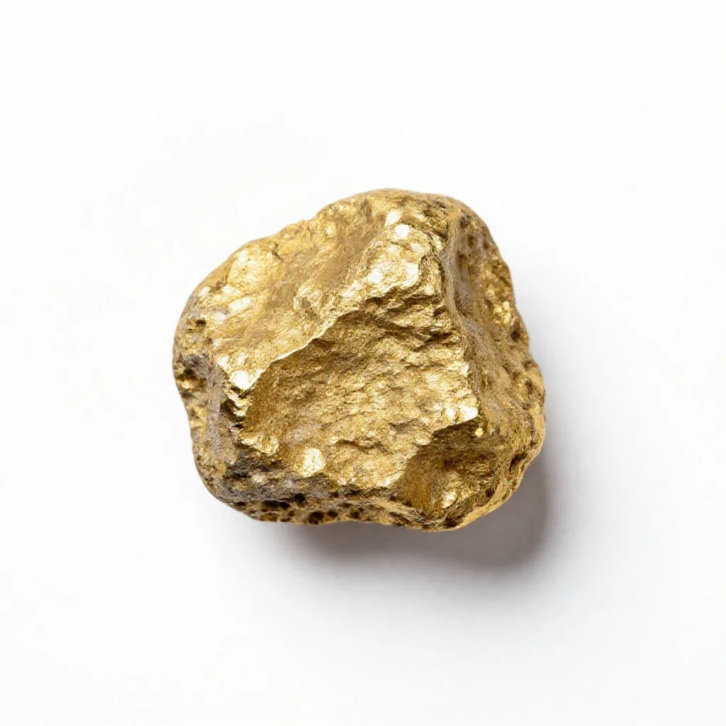 Vein of gold in quartz isolated on a white background