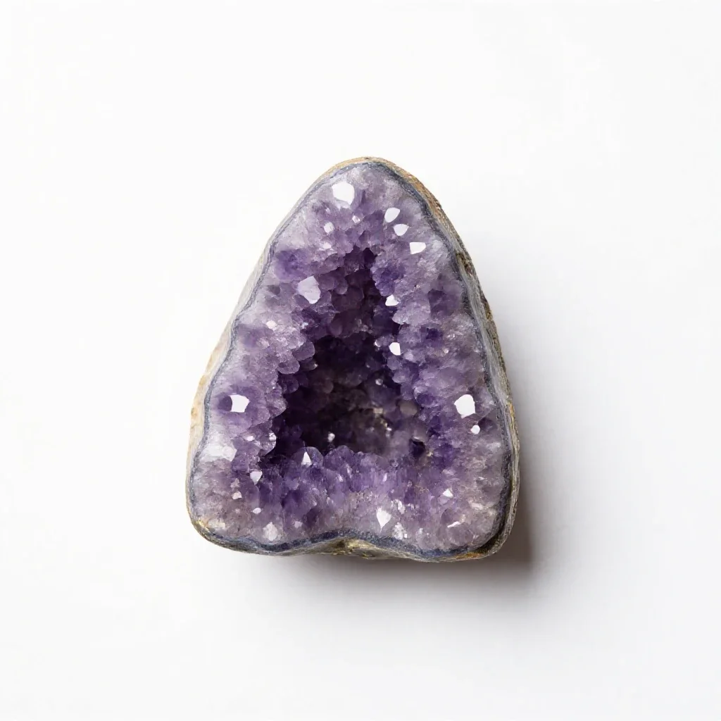 Amethyst geode half isolated on a white background