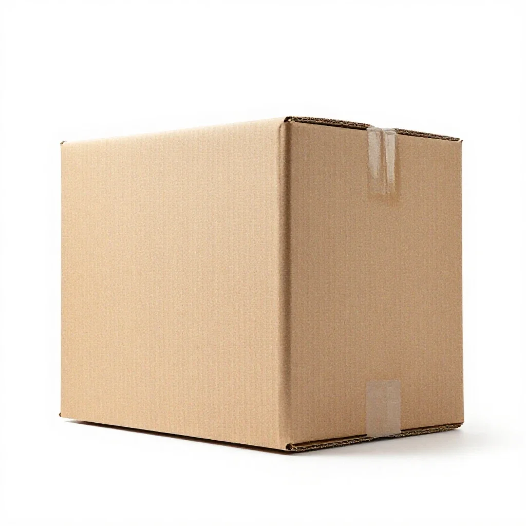 Corrugated shipping carton isolated on a white background
