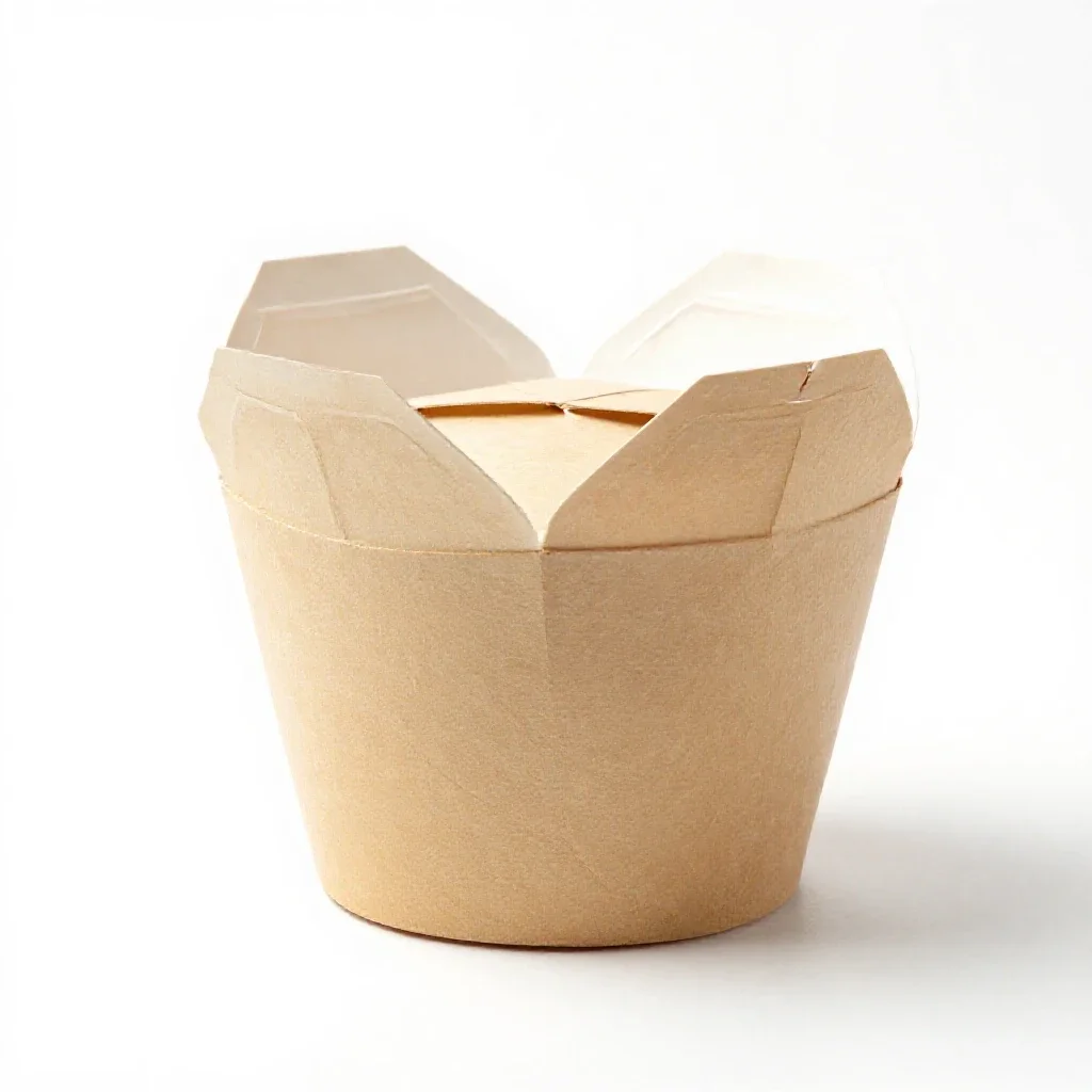 Folded takeaway noodle box isolated on a white background