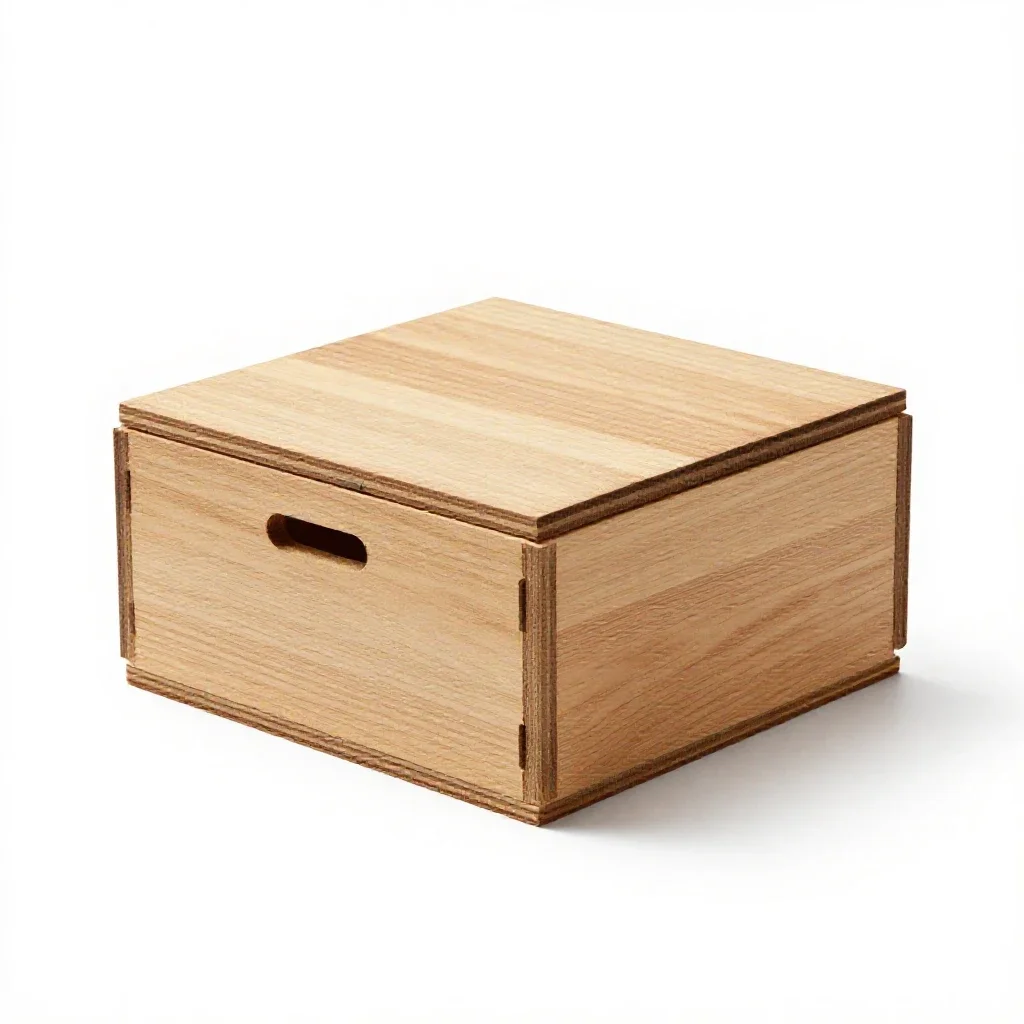 Hinged wooden gift box isolated on a white background