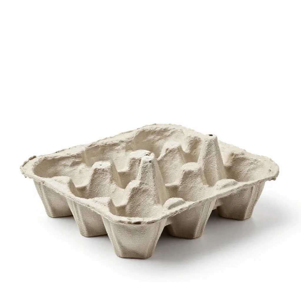 Moulded pulp egg carton isolated on a white background
