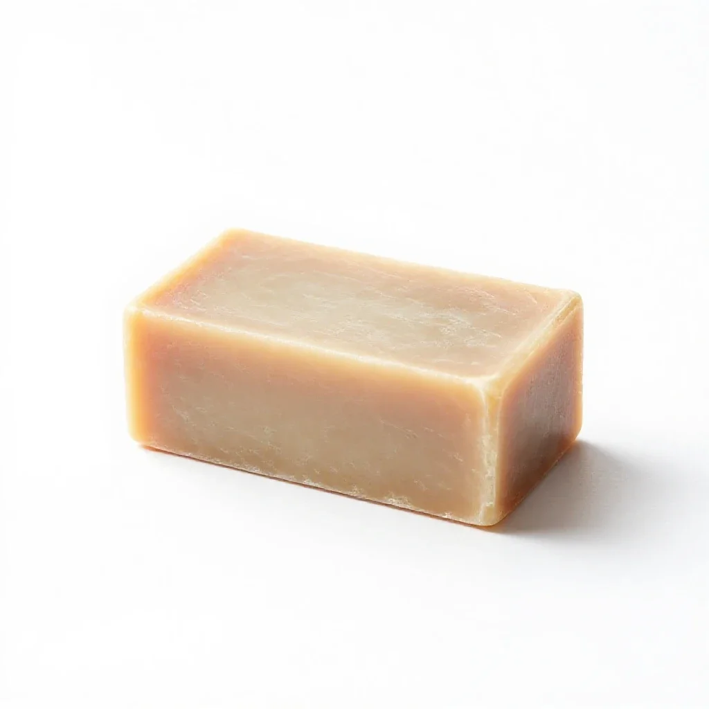 Soap bar in paper wrap isolated on a white background
