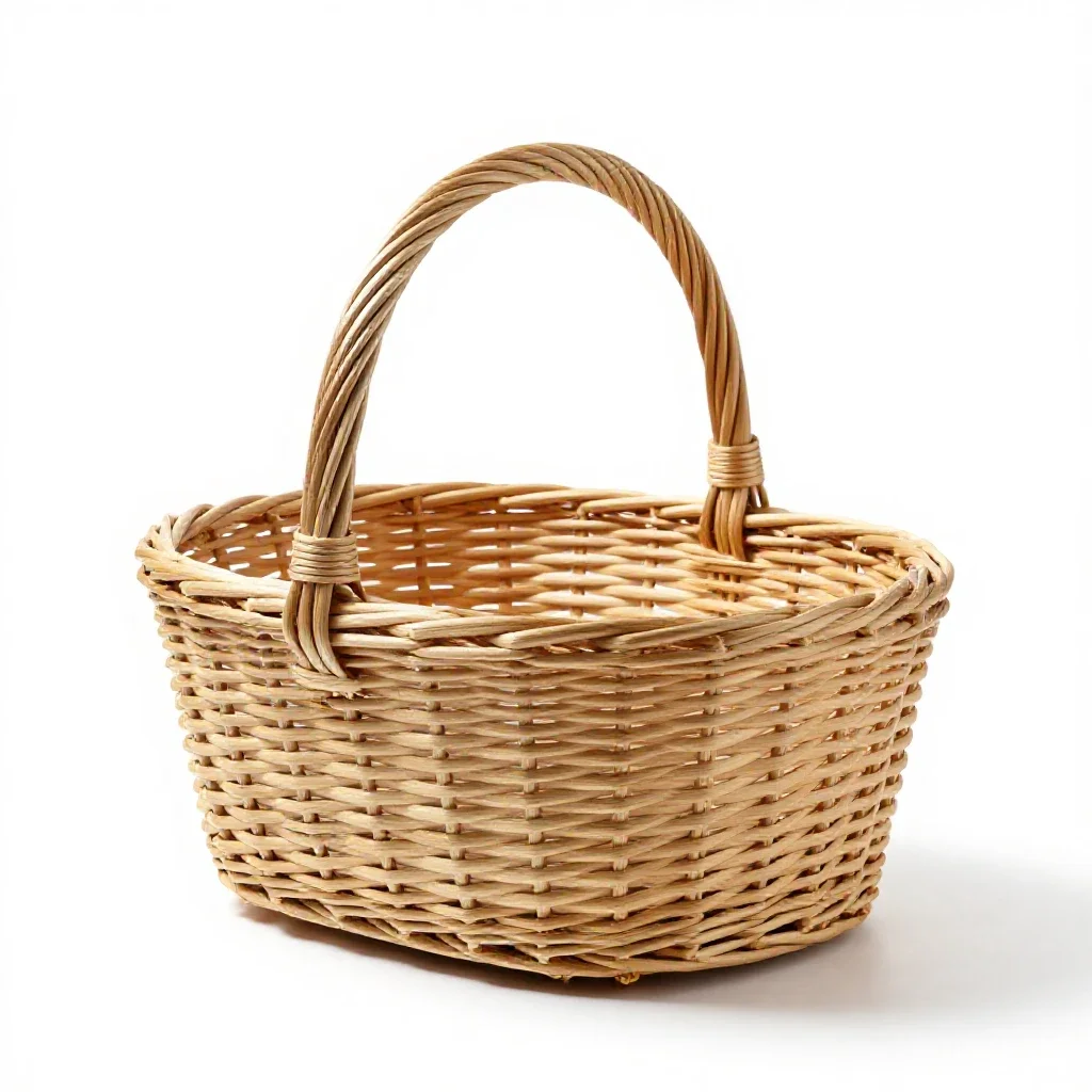 Woven market basket isolated on a white background