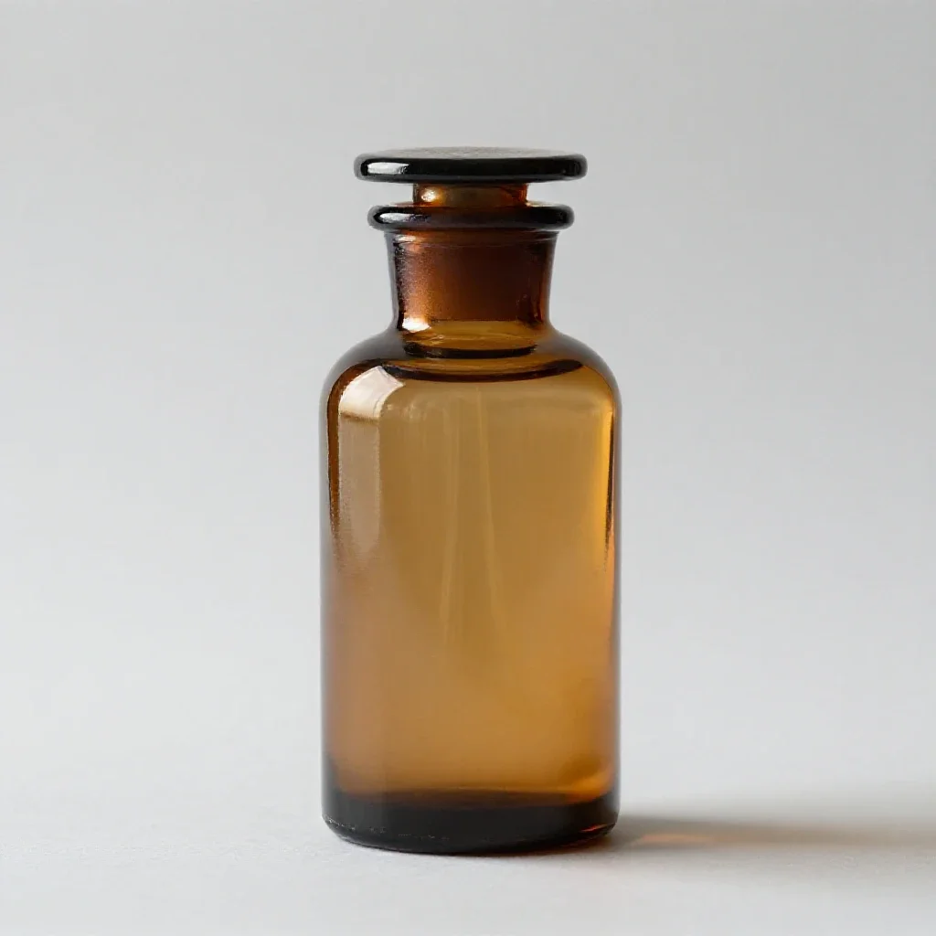 Amber glass apothecary bottle isolated on a white background