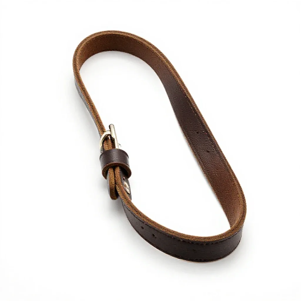Leather dog lead isolated on a white background