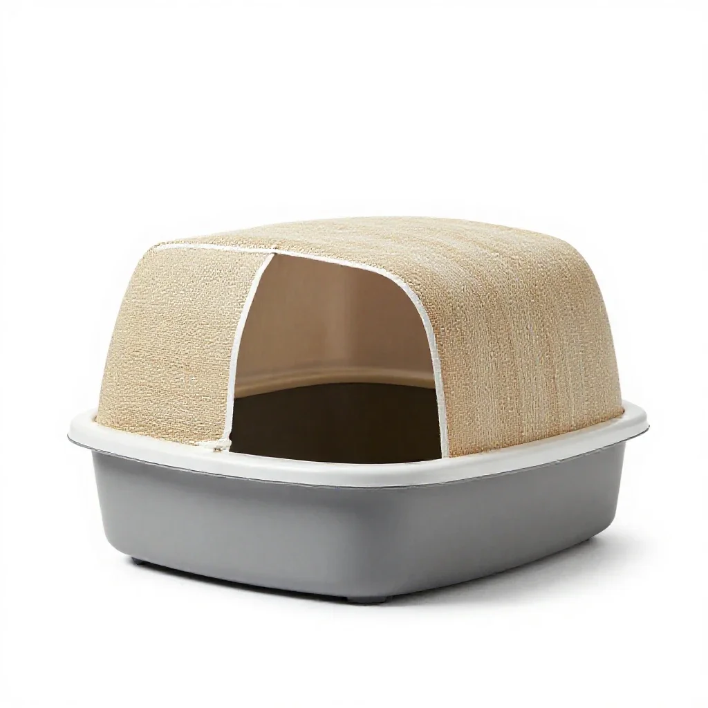Litter box with a hood isolated on a white background