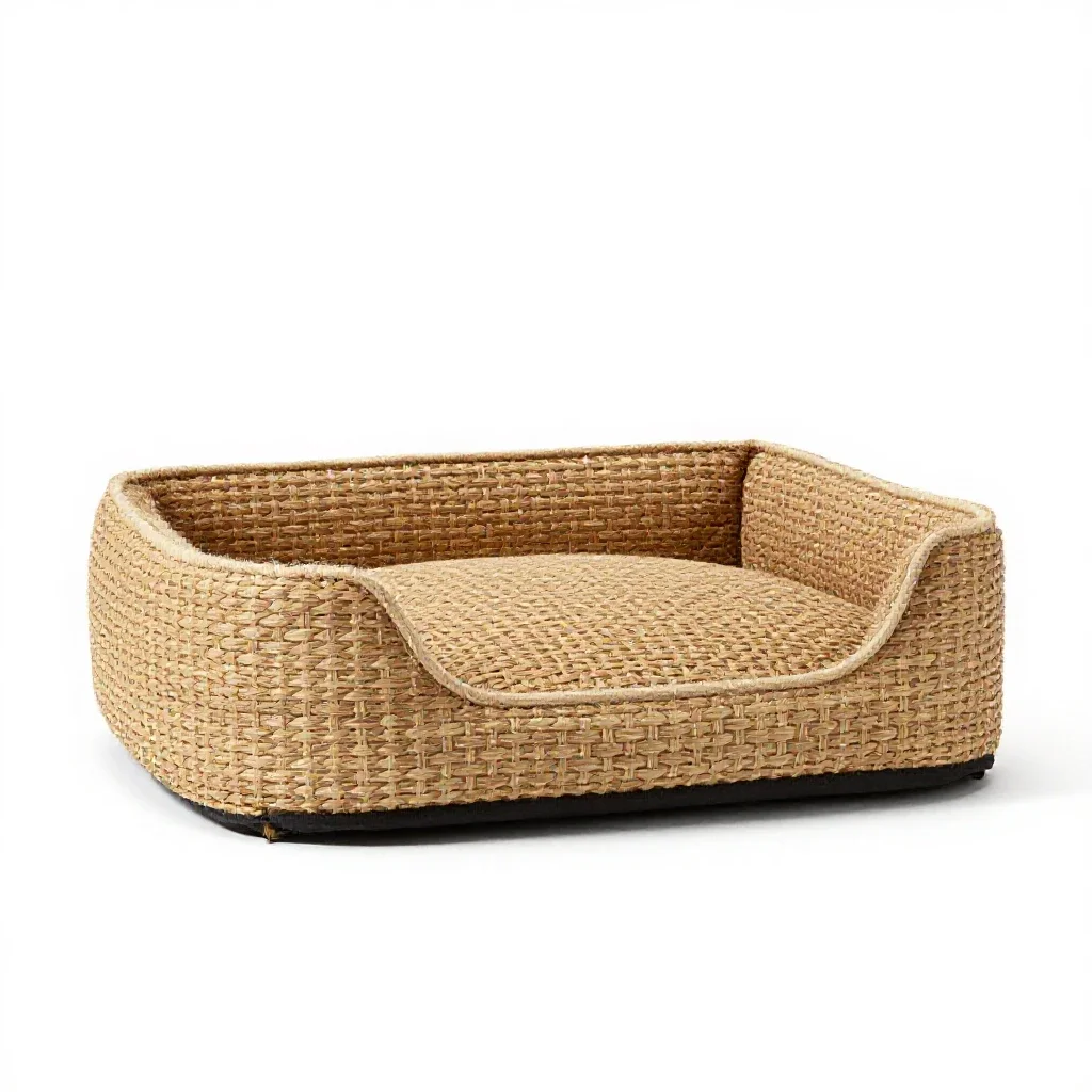 Woven dog bed isolated on a white background