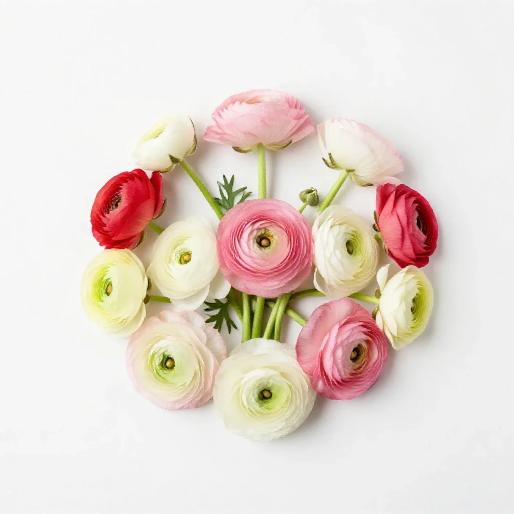 Bunch of ranunculus isolated on a white background