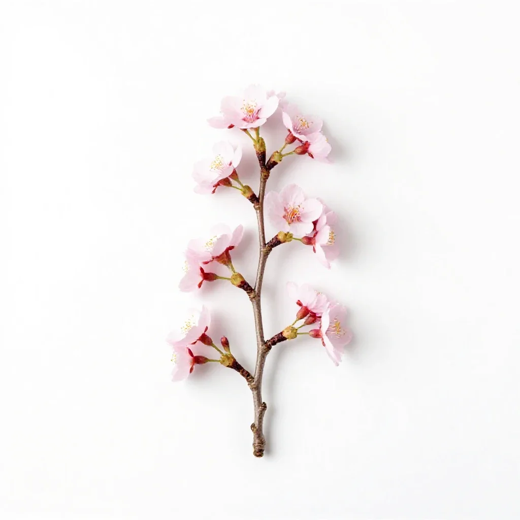 Cherry blossom branch isolated on a white background