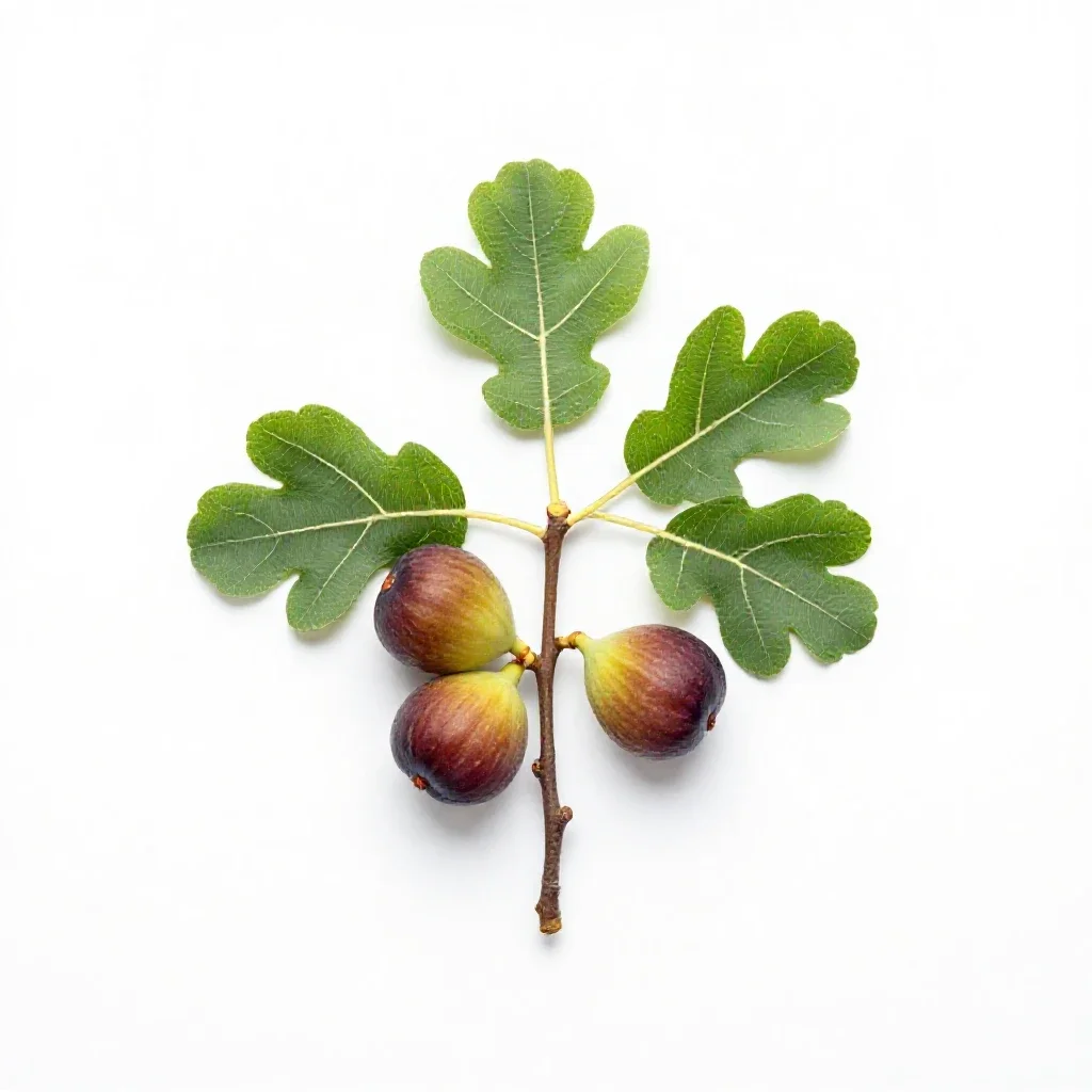Fig branch with fruit isolated on a white background