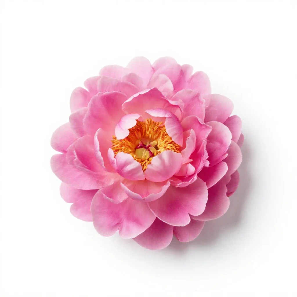 Peony in full bloom isolated on a white background