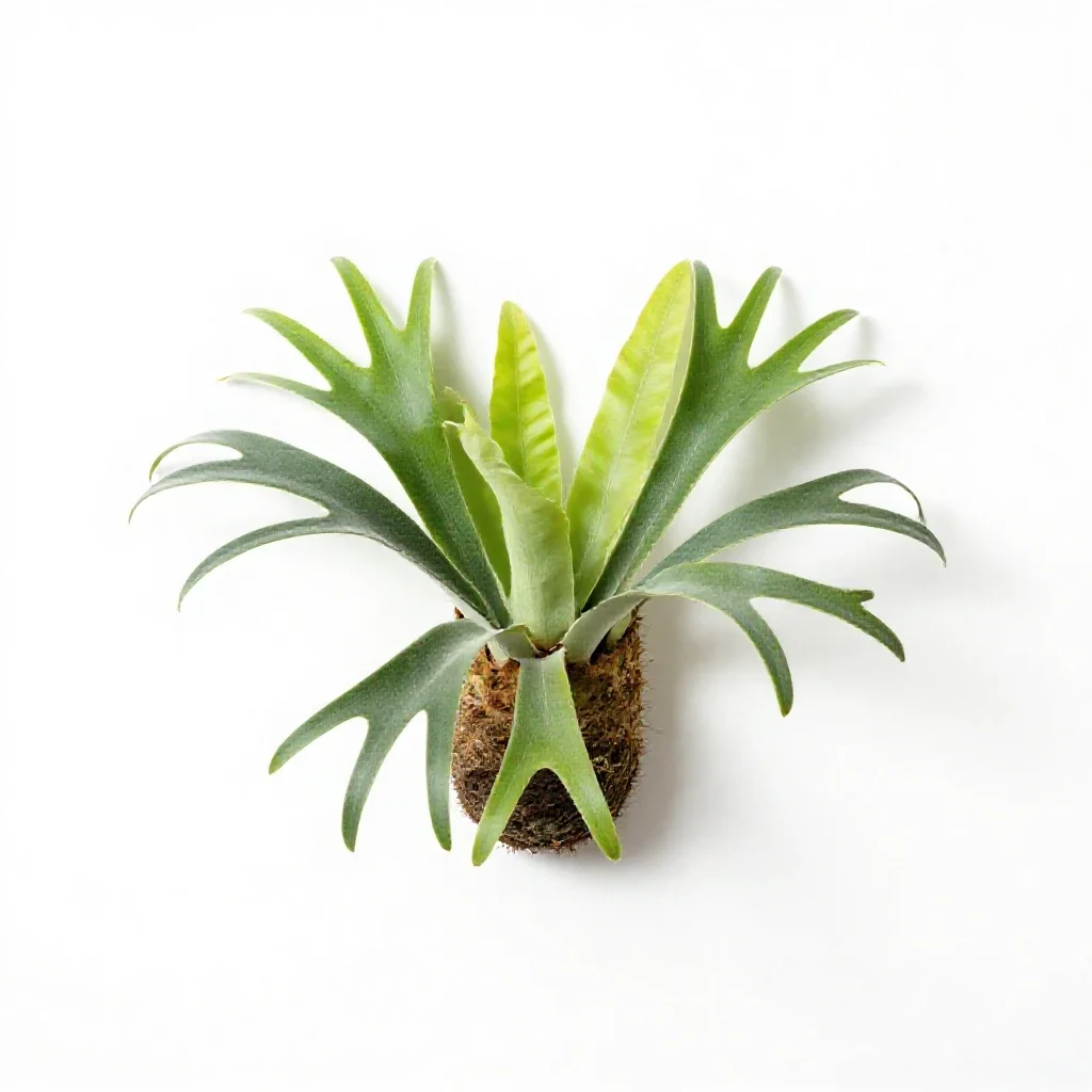 Staghorn fern mounted isolated on a white background