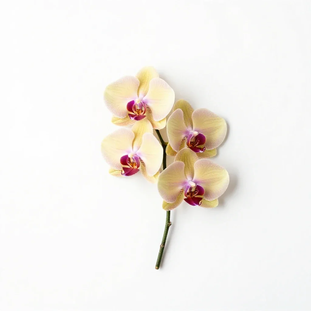Orchid with arching stems isolated on a white background