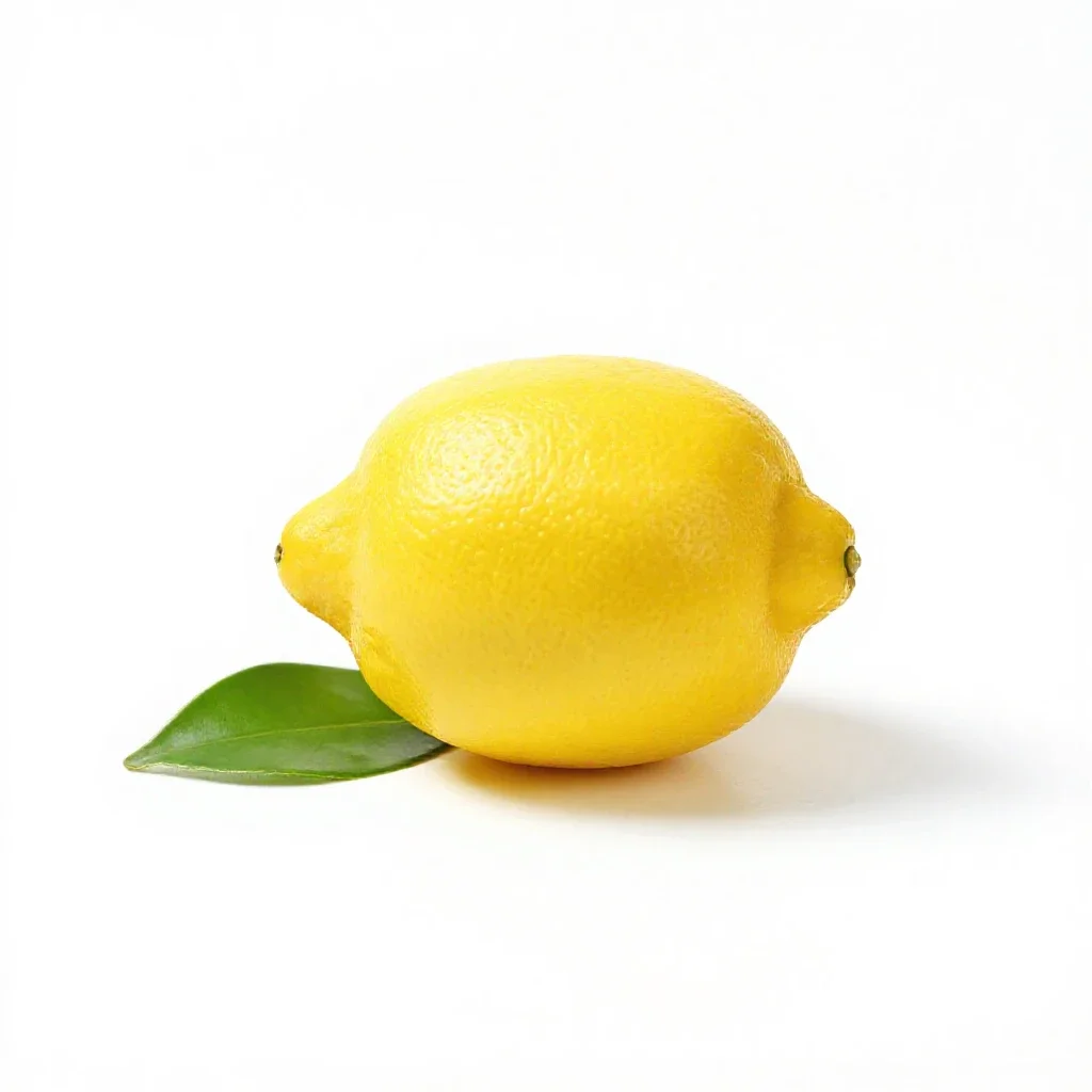 Lemon with a leaf isolated on a white background