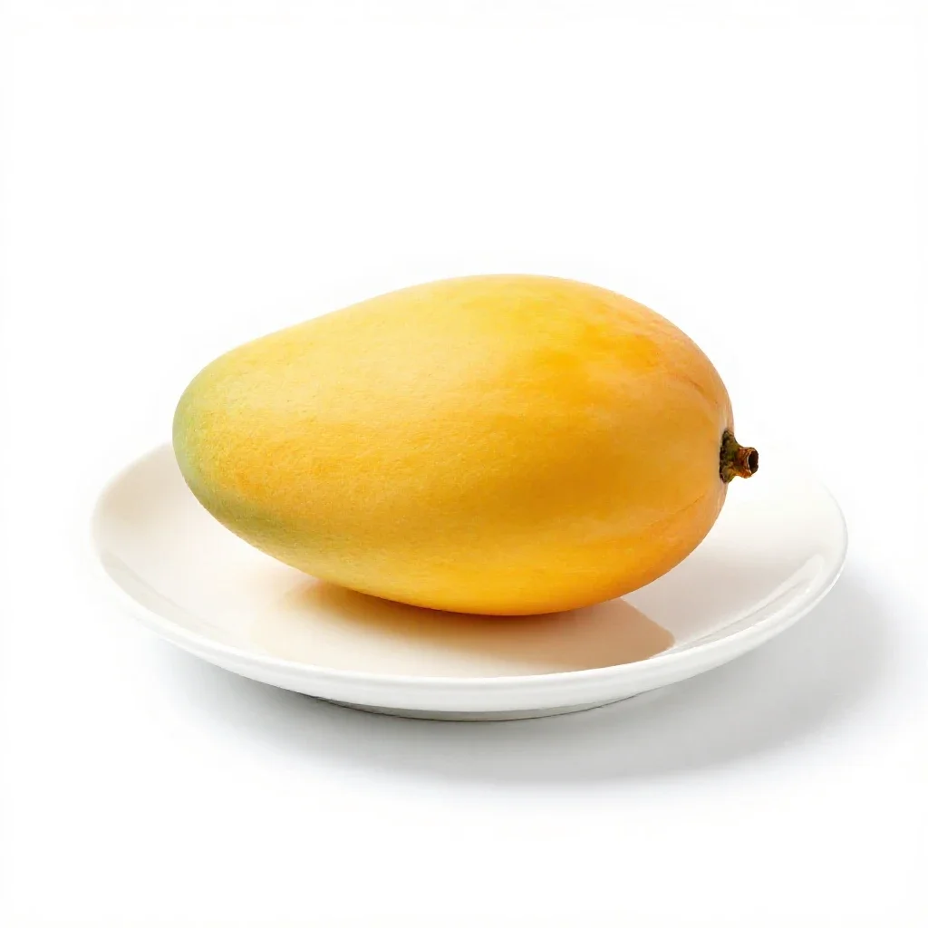 Mango cheek scored isolated on a white background