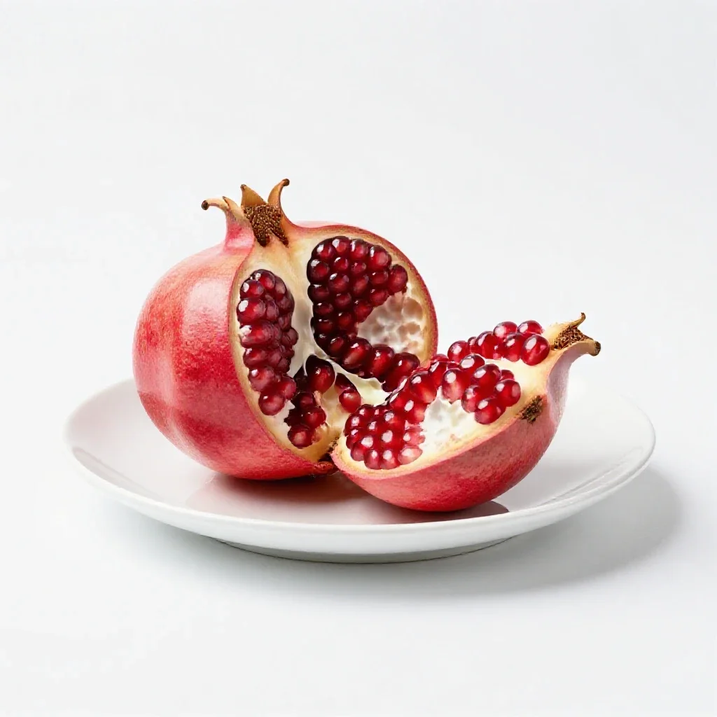 Pomegranate broken open isolated on a white background