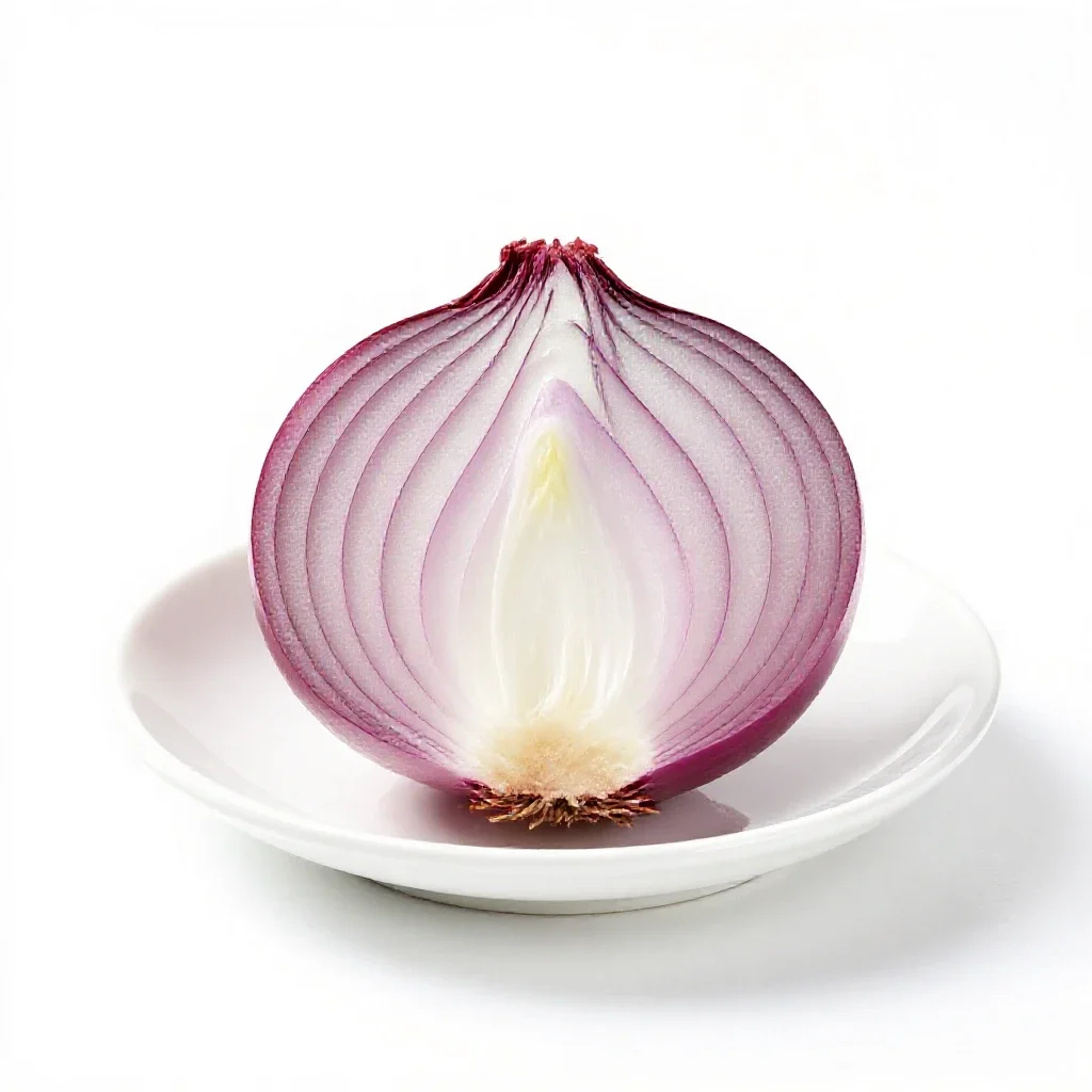Red onion halved isolated on a white background