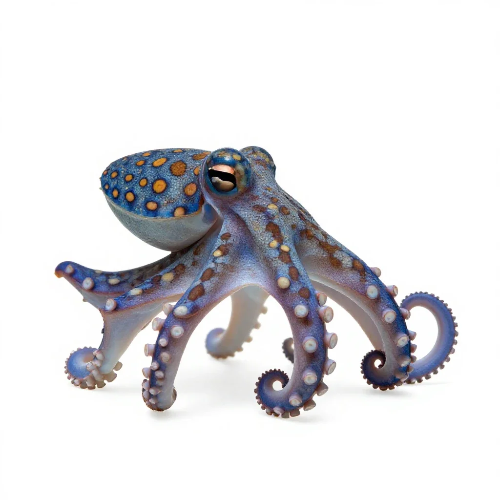 Blue-ringed octopus isolated on a white background