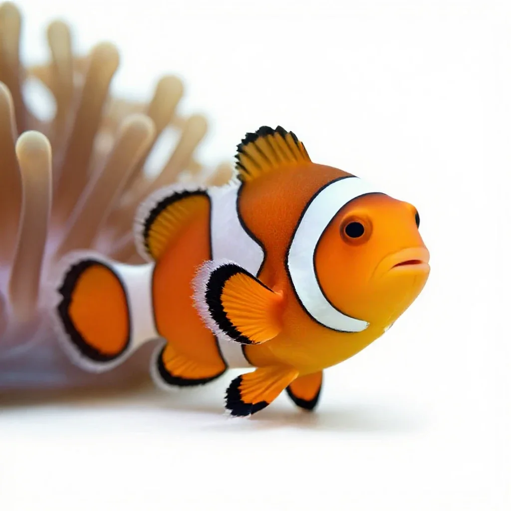 Clownfish in an anemone isolated on a white background