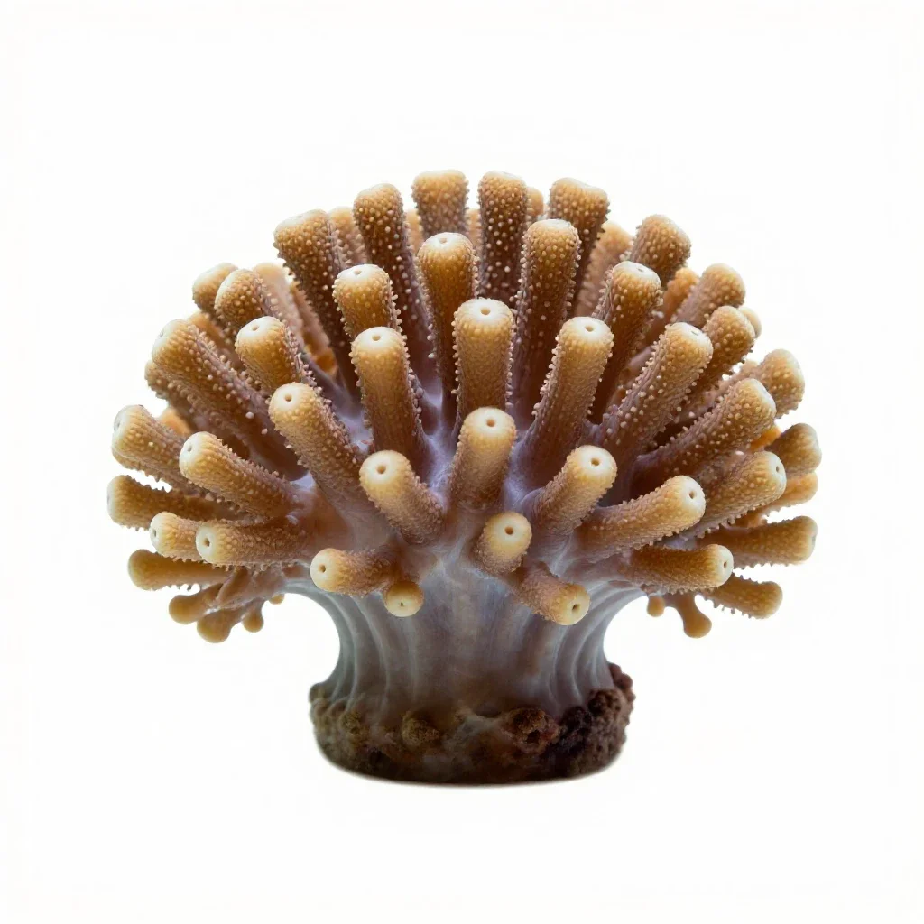 Coral polyp colony isolated on a white background