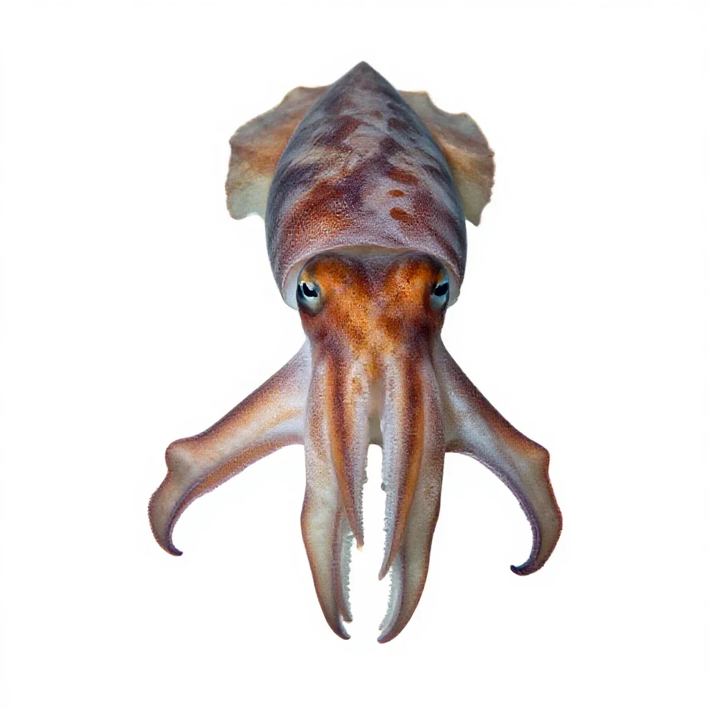 Cuttlefish changing colour isolated on a white background