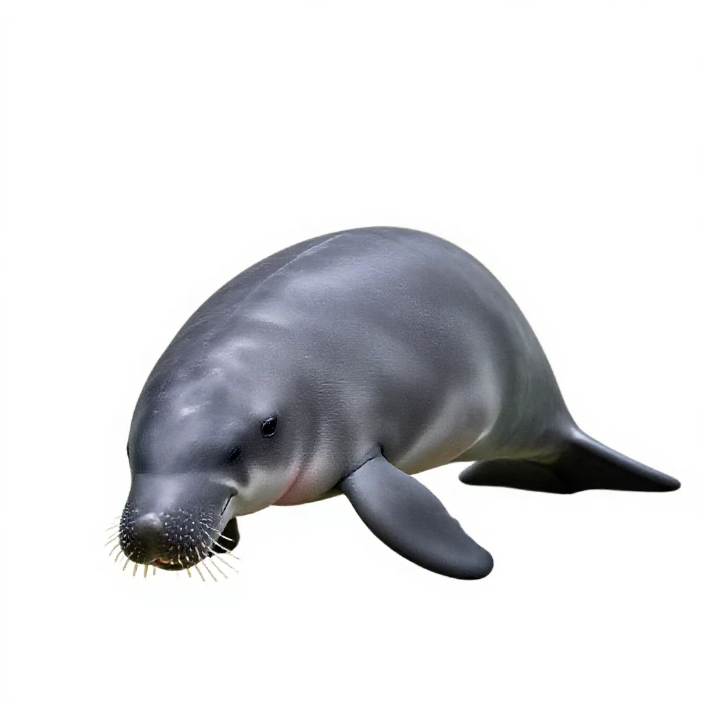 Dugong grazing isolated on a white background