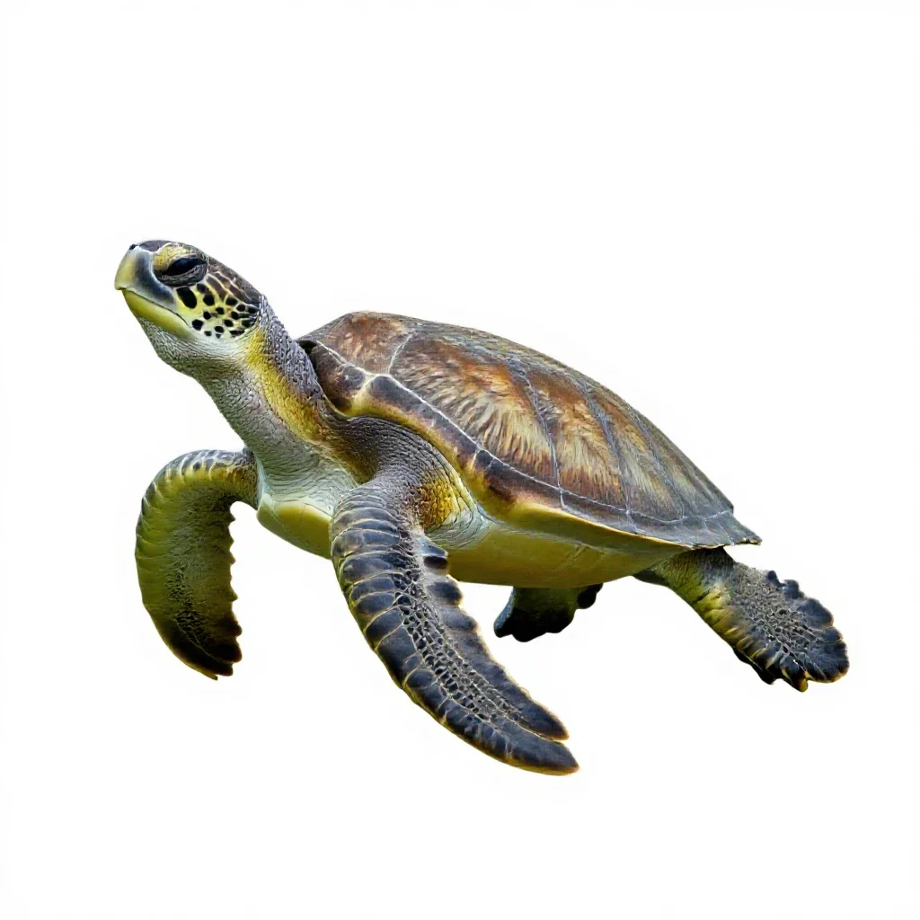 Green sea turtle isolated on a white background
