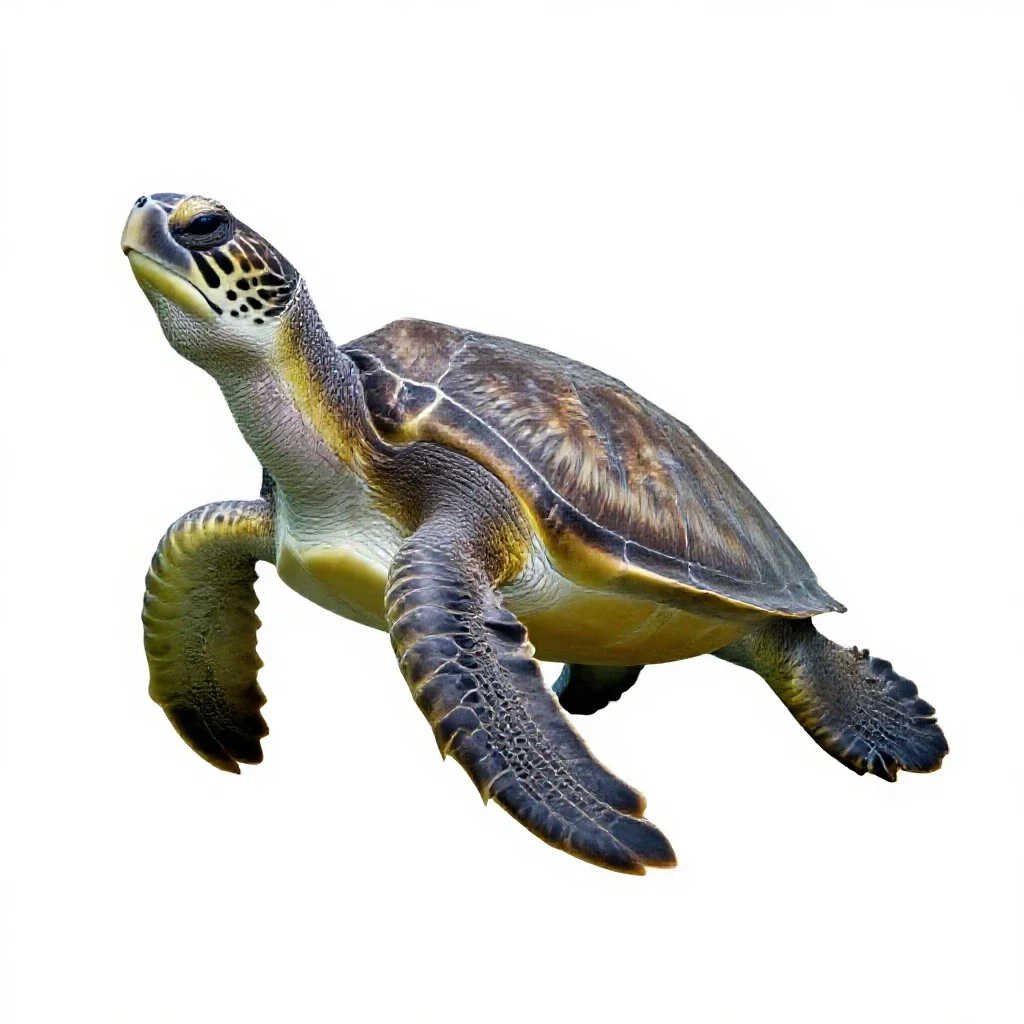 Leatherback turtle isolated on a white background
