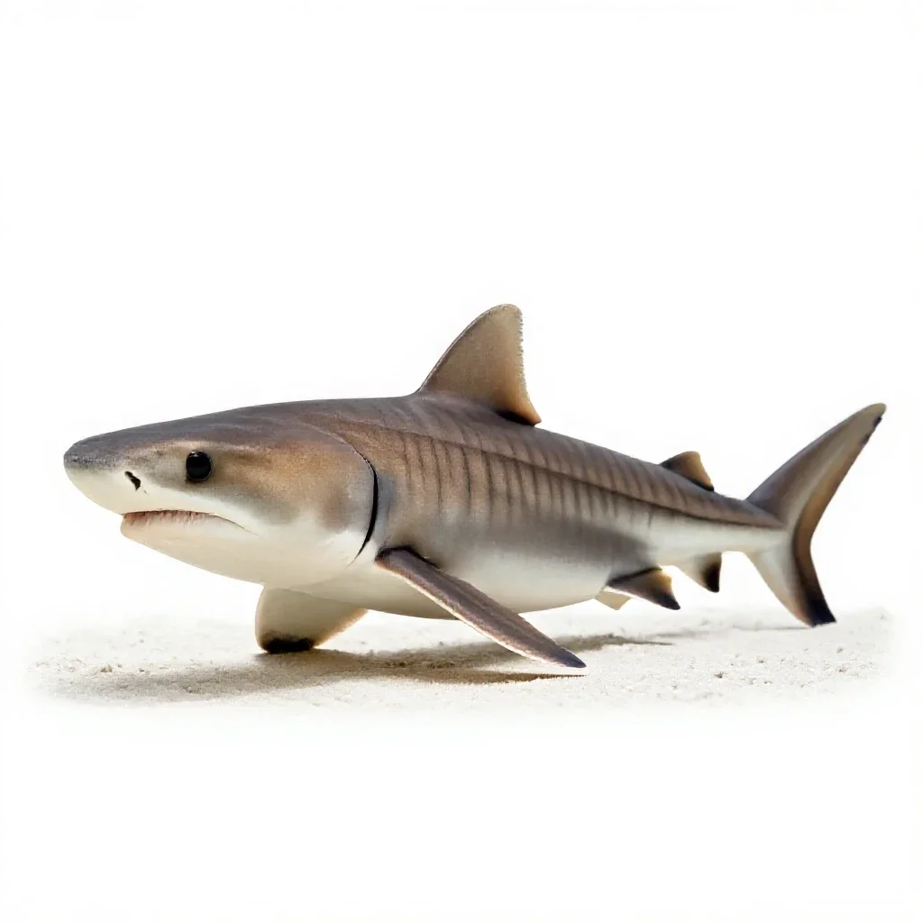 Leopard shark on sand isolated on a white background